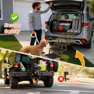 Extra Wide  Foldable Dog Stairs, Pet Ramp With Non Slip Surface And Soft Foam Handle, Dogs Stairs For Cars, High Beds, Truck, Supports Up To 250 Lbs, 5 Steps — view 4