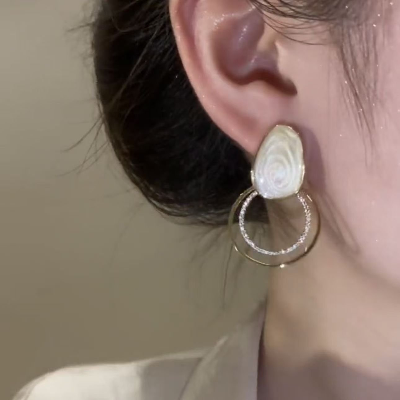 Sparkly Zircon Geometric Loop Drop Earrings | Square Face Flattering