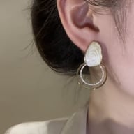 Sparkly Zircon Geometric Loop Drop Earrings | Square Face Flattering — view 4