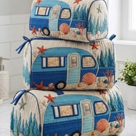 Printed Storage Makeup Three-Piece Set | Quilted Nesting Bags — view 4