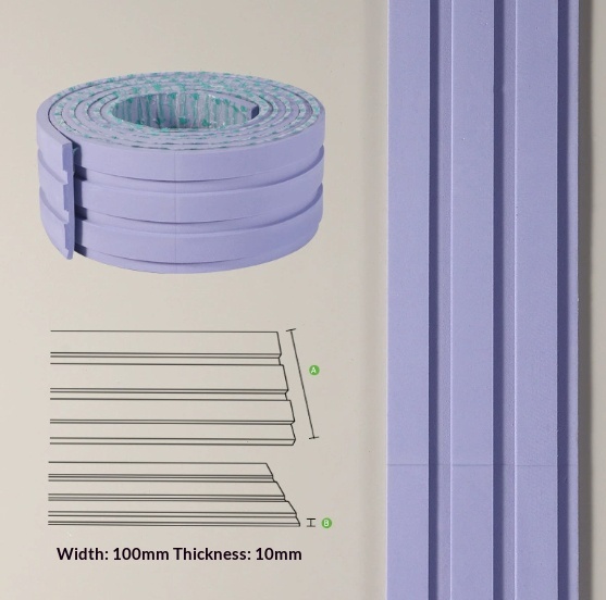 Brown EVA grille strip roll with dimension overlay diagram