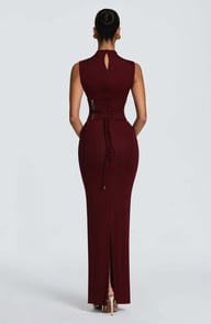 Women's Solid-Color Turtleneck Sleeveless Waist-Cinching Maxi Dress | Home & Kitchen — view 13
