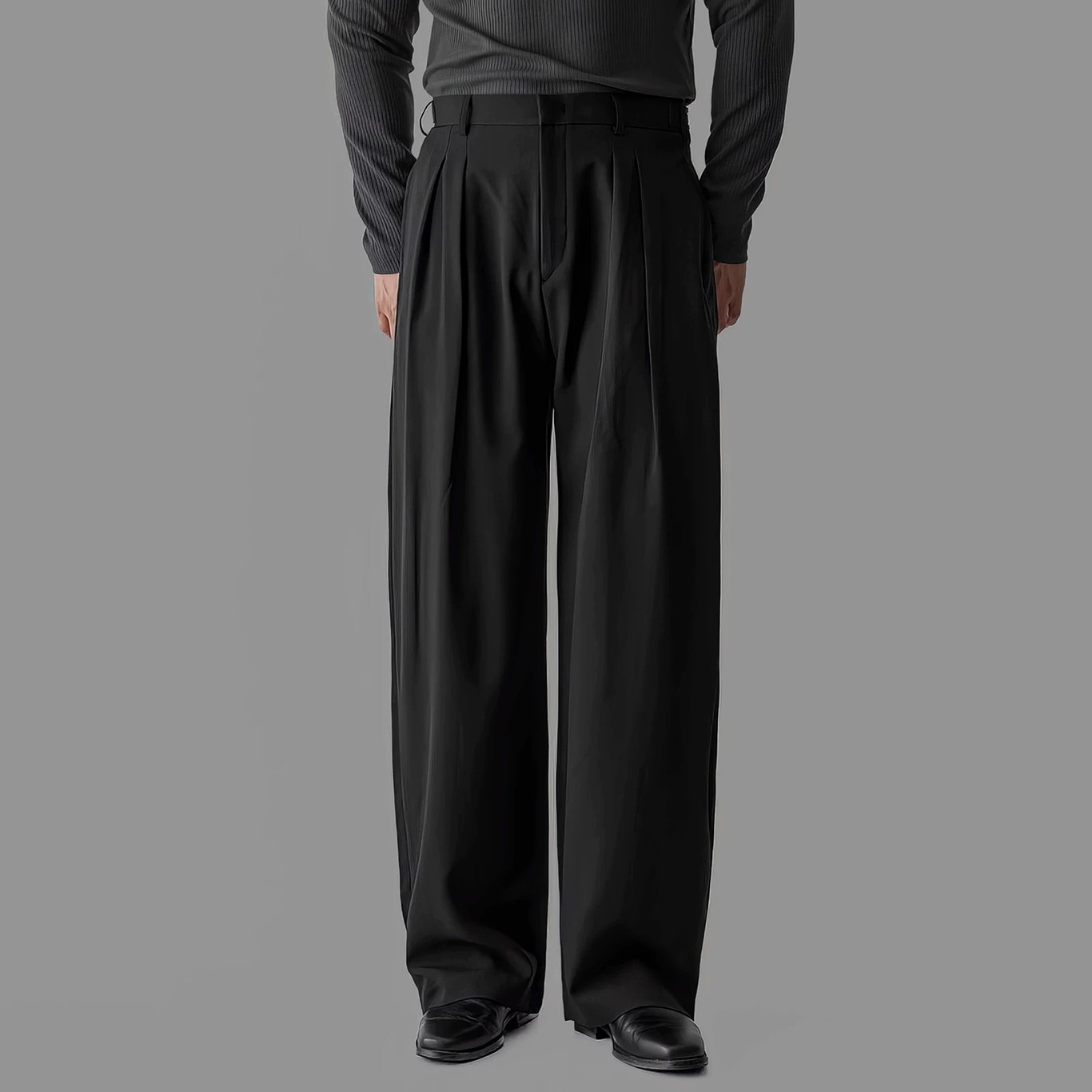 Double-Pleat Wide-Leg Casual Pants for Men | Relaxed Drape Fit