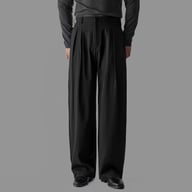 Double-Pleat Wide-Leg Casual Pants for Men | Relaxed Drape Fit — view 1