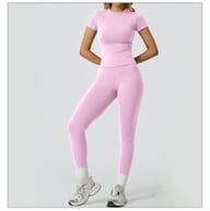 Quick-Drying Yoga Outfit Set | Tight-Fitting Short-Sleeve Top & Long Leggings — view 20