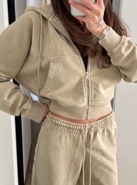 Womens Washed Hoodie Two-piece Set — view 18