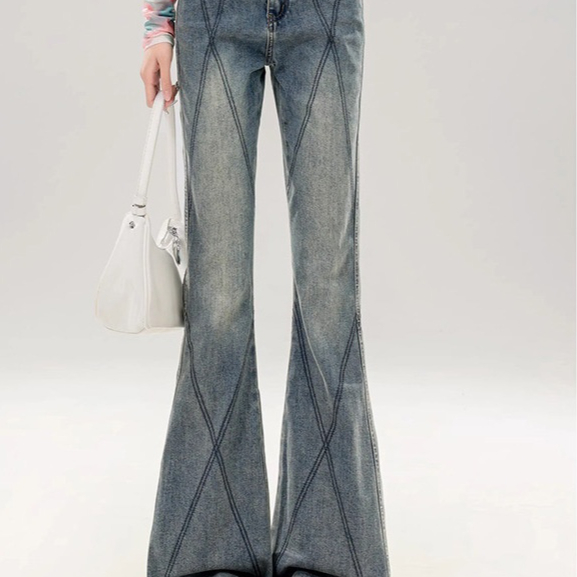 Style Bootcut Jeans Women | American Vintage Diamond Panel Design