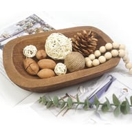 Solid Wood Hand-Carved Storage Tray | Rustic Home & Kitchen Decor — view 3
