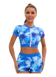 Women's Two-Piece High-Waist Swimsuit | Tie-Dye Crop Top & Shorts — view 14