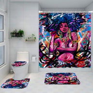 Artistic Shower Curtain 4-Piece Set with Bath Mats | Captain Fam — view 13