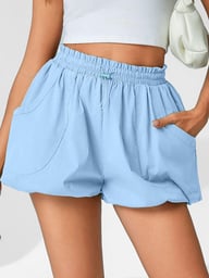 Women's High Waisted Bubble Shorts | Summer Casual Workout Puffy Shorts — view 6