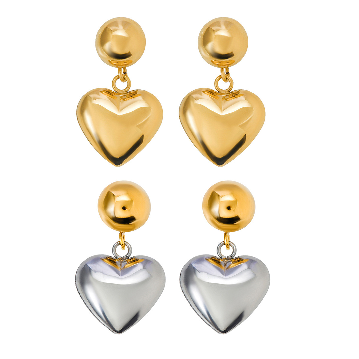 Stainless Steel Heart Stud Earrings for Women | Hypoallergenic