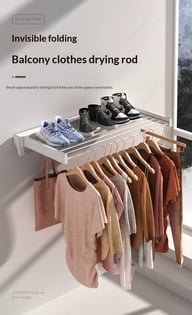 Wall-Mounted Folding Clothes Drying Rack | Space-Saving Design — view 11