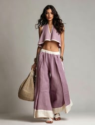 Casual Chic Sleeveless V-Neck Crop Top & Wide-Leg Pants Set — view 5