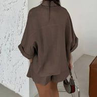 Women's Fashionable Casual Shirt Set | Oversized Linen Blend Home & Kitchen — view 7