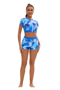 Women's Two-Piece High-Waist Swimsuit | Tie-Dye Crop Top & Shorts — view 9