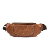 Retro Casual Vegetable Tanned Full-grain Leather Cowhide Chest Bag | Home & Kitchen — view 1