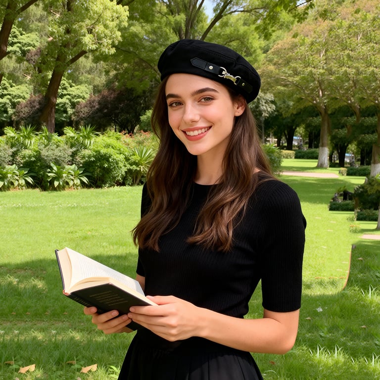Interior view of black leather beret cap showing corduroy lining