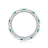 S925 Silver Platinum Eternity Ring | Green & White Gemstone Stackable — view 6