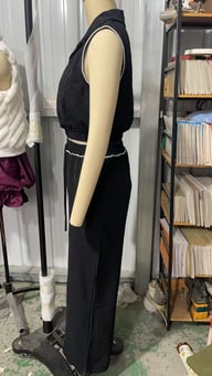 Sleeveless Lapel Top with Pockets & Faux Drawstring Pants Set | Home & Kitchen — view 10