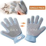 Double-sided pet grooming glove for deshedding and massage, single pack
