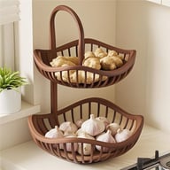 Kitchen Onion Ginger Garlic Basket Double-Layer Fruit Storage Rack — view 1