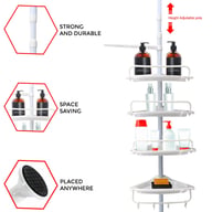 4 Tier Telescopic Bathroom Wall Corner Shelf Rack Shower Caddy Storage Organizer — view 11