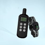 Black electric dog collar remote trainer with digital display buttons