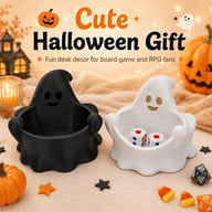 Cute Ghost Dice Holder Bowl, 3D Printed Tabletop Dice Storage Tray, Halloween Ghost Decor For RPG Board Game Fans — view 3