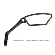 Stainless steel bicycle mirror showing dimensions in millimeters and inches