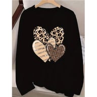 Women's Leopard Print & Bright Heart T-Shirt | Casual Style — view 3