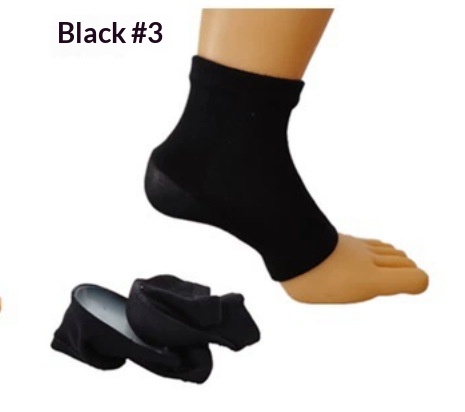 Skin tone height-increasing socks on mannequin foot with comfortable fit shown