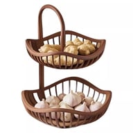 Kitchen Onion Ginger Garlic Basket Double-Layer Fruit Storage Rack — view 2