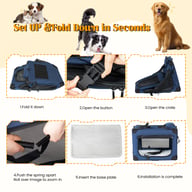 36   Soft Dog Crates Kennel, 3-Door Portable Folding Pet Carrier With Mesh Windows, Straps And Fleece Mat For Dogs, Cats, Rabbits, Meeting The Needs For Indoor, Outdoor, And Travel Use, Dark Blue — view 5