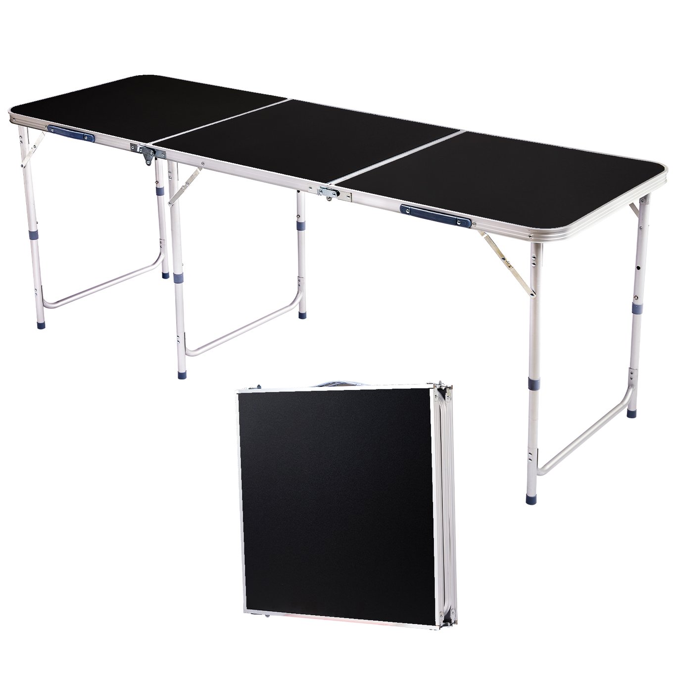 6ft Aluminum Folding Table | Adjustable Height Portable Camping Picnic Desk