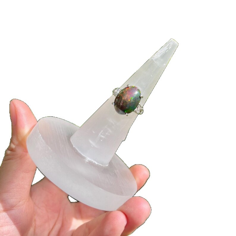 Selenite Ring Holder Storage Tray | Natural Crystal Jewelry Organizer
