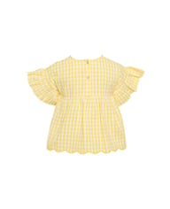 Yellow Plaid Ruffle-Sleeve Kids Set | Nordic Summer Outfit Girls — view 11