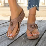 Fashionable Floral Slip-On Wedge Outdoor Sandals For Women — view 14
