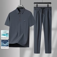 Men's Casual Sport Two-Piece Set | Ice Silk Polo & Pants — view 5