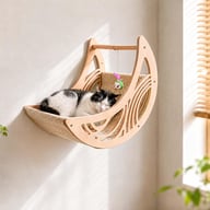 Wooden Star And Moon Hammock Cat Wall Set | Home & Kitchen Pet Furniture — view 3
