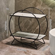 Double-Layer Bathroom Storage Organizer | Marble Caddy with Metal Frame — view 5