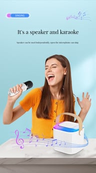 Karaoke Machine Bluetooth Speaker with 2 Wireless Mics & RGB Lights — view 5