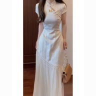 Chinese-Style Cheongsam Dress for Women | Elegant Cream Qipao — view 6