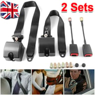 Complete universal 3-point seat belt kit with two sets and mounting hardware