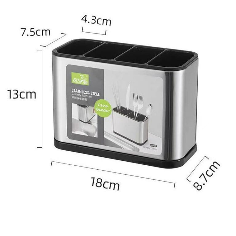 Water draining from stainless steel cutlery holder compartments