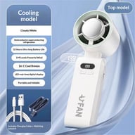 Neck-worn portable refrigeration fan with LED speed display and lanyard