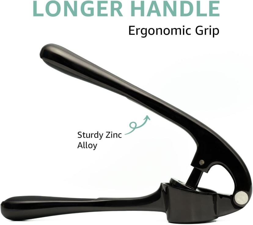 Garlic Press Crusher with Peeler & Cleaning Brush | Zinc Alloy