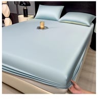 Summer Solid-Color Ice Silk Fitted Sheet | Cooling Bedding Canada — view 13