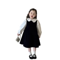 Children's Doll-collar Shirt And Black Vest Dress Set — view 2