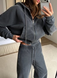 Womens Washed Hoodie Two-piece Set — view 12